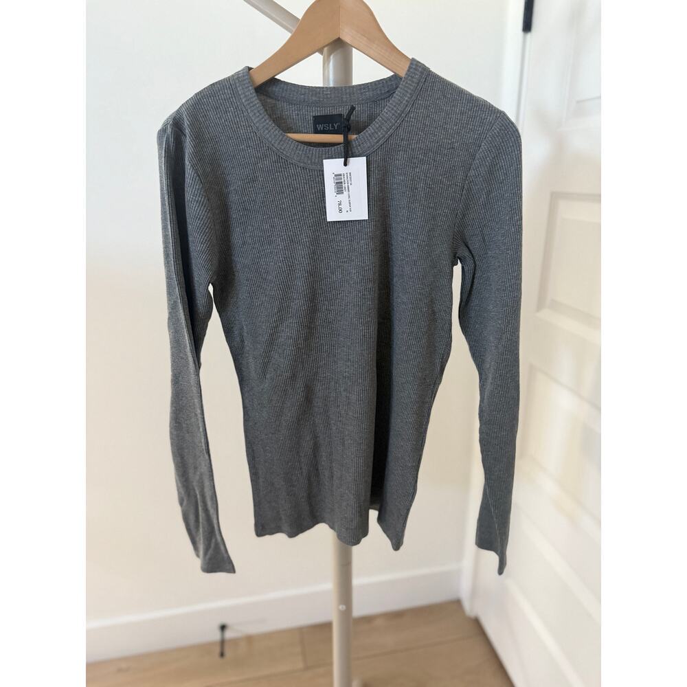 WSLY Rivington Ribbed Long‎ Sleeve Top Heather Grey Size Medium